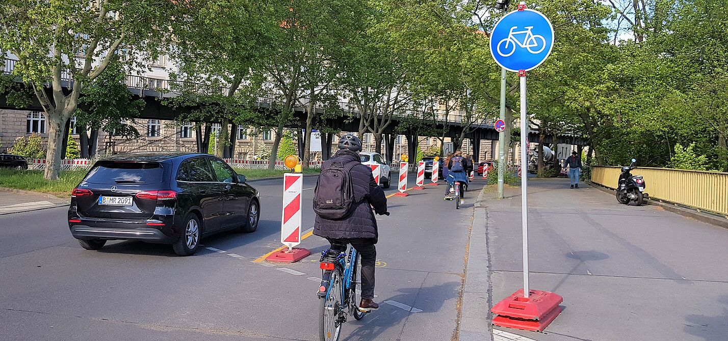 Pop-up-Radfahrstreifen in Berlin-Kreuzberg im Frühjahr 2020.